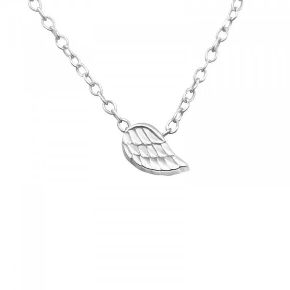 Jewelry - Sterling Silver Angel Wing Necklace 925 Silver 18 in Chain Gift Minimal Delicate